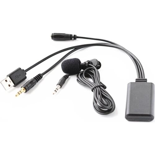 Universal Car AUX-IN Aux Panel Bluetooth Audio Wire Wireless Microphone Smartphone Call Handsfree Adapter USB 5V 12V
