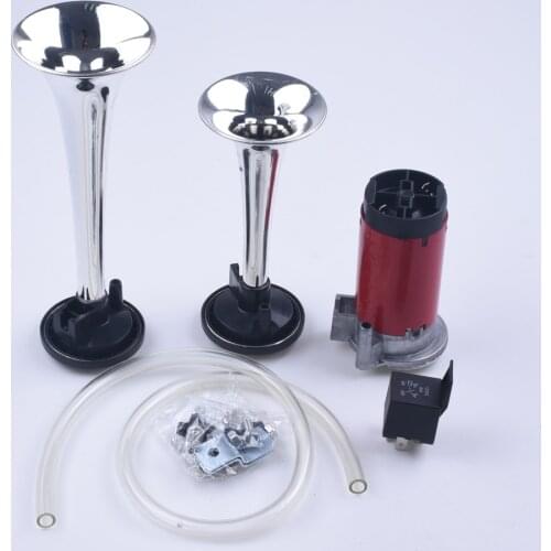 12V Universal Loud Dual Trumpet 135db Loud Chrome Air Horn Compressor Kit RV Train Car Truck Boat for Kawasaki Z750 ZX-10R