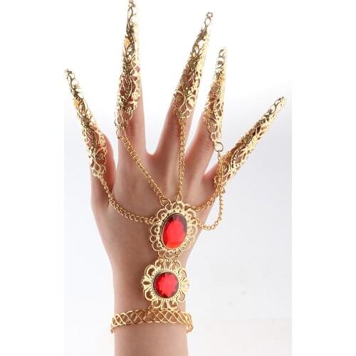 Vintage Belly Dance Bracelet Oriental Dancing Accessories with Finger Nails Dancewear Jewelry