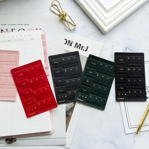 Japanese Vintage Color Index Tags Bookmark Journal Stickers Faux Leather Student File Key Label Sticker Office & School Supplies