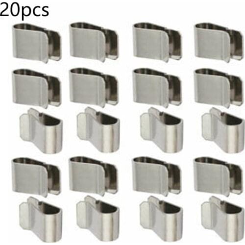 20pcs Stainless Steel Cable Clip Silver Tone Solar Photovoltaic Parts Accessories Cable Clip Wires Clamp