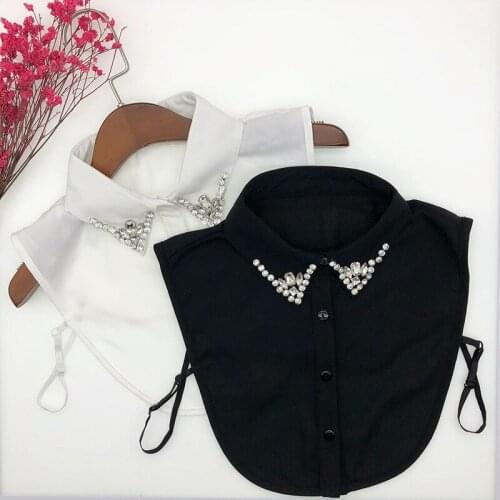 Women Handmade Shirt Fake Collar Blouse Tops Sweater Detachable Collars Female White Black False Collar Necklace Nep Kraagie