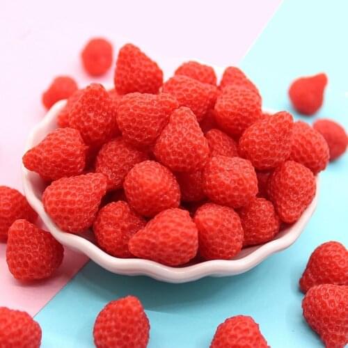 10Pcs Simulation Stereo Strawberry Resin Cabochon Embellishments for Scrapbooking Cake Decoration DIY Earring Making Accessories