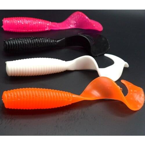 4Pcs/Lot 50g Ocean Boat Fishing Rock Beach Soft Bait Artificial Lures Big Worm Single Tail Grub Trolling Lure