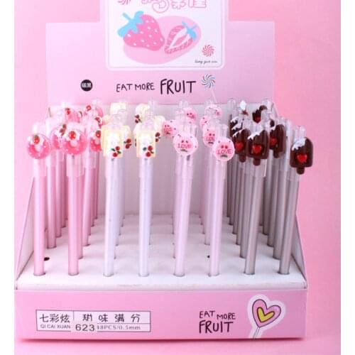 48 pcs/lot Creative Donuts Cake Candy Gel Pen Cute 0.5mm black ink Neutral Pen school writing Supplies Promotional Gift