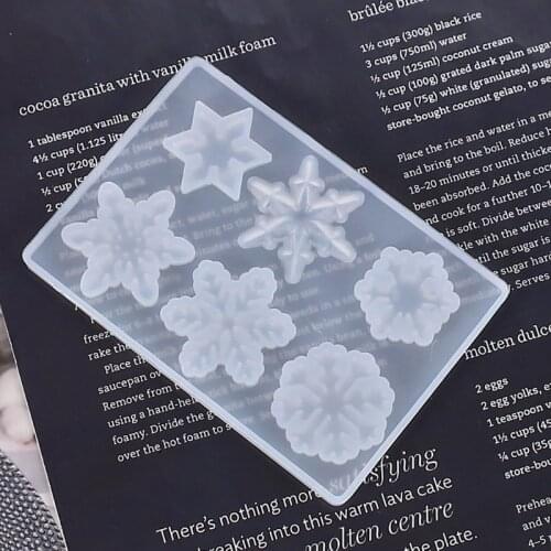 6-Cavity Snowflake Resin Molds Snowflake Pendant Silicone Casting Molds Epoxy Resin Christmas Decorations Mold Crafts X4YA