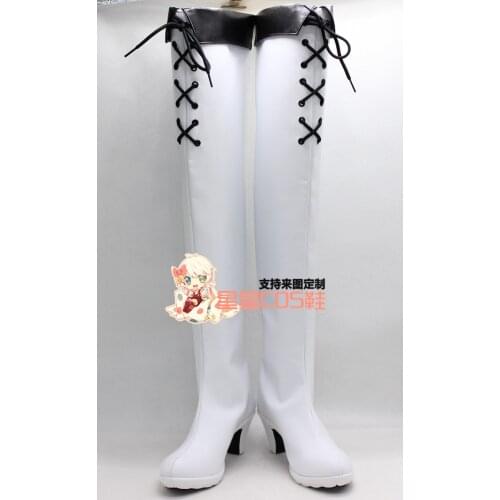 Akame Ga Kill! Esdeath Girls White High Heel Halloween Cosplay Shoes Boots X002