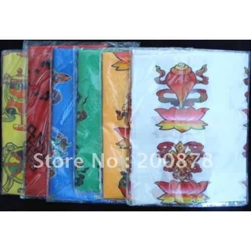 C028 Tibetan colorful silk Hada, Buddhist Eight Auspicious amulst Kha-btags 180cm,mix order