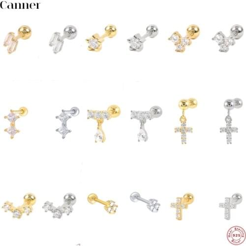 Canner 1pcs Minimalist 925 Sterling Silver Stud Earrings for Women Small Cute Piercing Cartilage Earrings Fine Jewelry arete W5