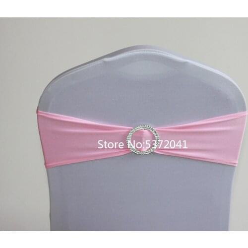 Hot Sale 15×35cm Light Pink Spandex Bands/Lycra Band/Chair Covers Sash With Crystal Round Buckle For Wedding&Banquet