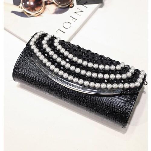 Womens Clutch Bag Pearl Rhinestone Party Shoulder Bag Wedding Clutch Purse and Handbag Gold Silver Black Envelop Bag ZD1701