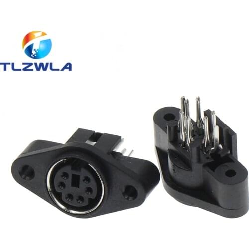 100PCS/Lot MDC/S Terminal Socket DIN Jack Connector Mini PS2 6Pin 6P with Fixed Hole Mouse Keyboard