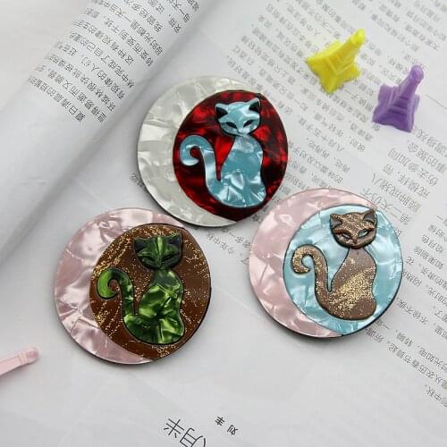 Beautiful Round Cat Acrylic Brooches And Pins For Women Kids Animal Lapel Pin Brooch Badges Hat Clothing Scarf Jewelry Gifts