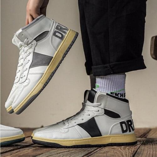 Men High Top Casual Walking Shoes Lace-Up Sports Sneakers Male Chaussure Homme Hard-Wearing Buckle Trendy Old Dad Shoes Man