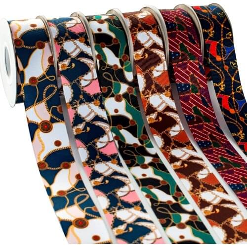 Flower Pattern Printed Ribbon Fashion Gothic Retro Chain DIY Hair Bow Brooch Flower Cloth Belt Accessories Wholesale 5Yards