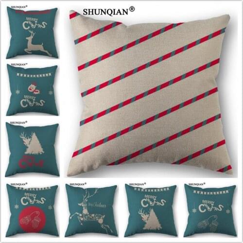 Linen Cotton Christmas Pillow Cover Custom Print Home Decorative Throw Pillows Cases 45x45cm one side C4116