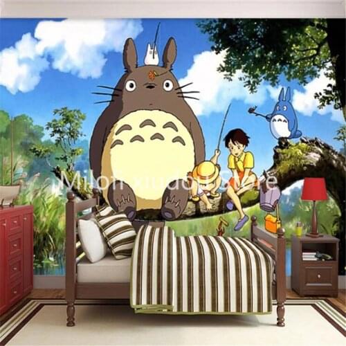 Milofi custom 3D wallpaper mural cartoon anime brick wall Totoro boys and girls childrens room background wall decoration paint