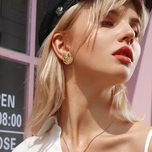 Fashion gold texture earrings hook New womens personality geometric retro earring exaggerated trend metal color jewelry gift