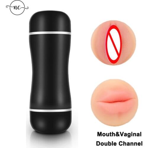 Male Masturbator Double Hole Artificial Vagina Oral Men Masturbation Cup Real Tight Pussy Adult Sex Shop for Silicone Sex Toys