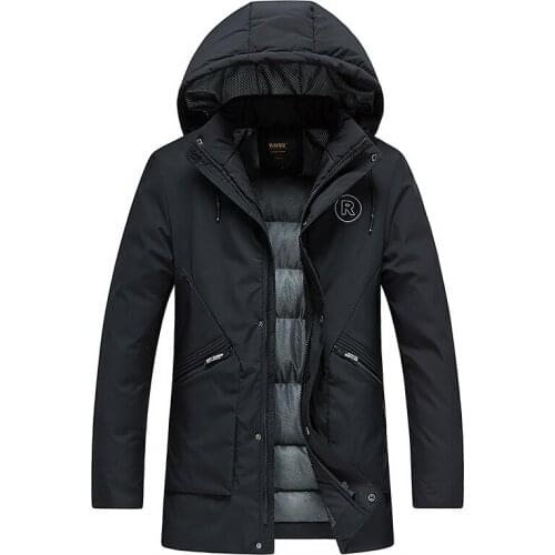 2019 New Mens Warm Winter Snow Coats Fashion Casual Parkas Fur Hood Fur Inside Down Jacket