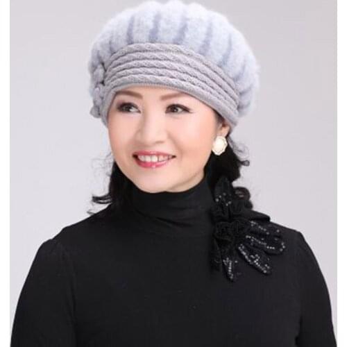 MAERSHEI New Arrival Elegant Women Knitted Hats Rabbit Fur Cap Autumn Winter Berets Ladies Female Fashion Skullies Beret Hat