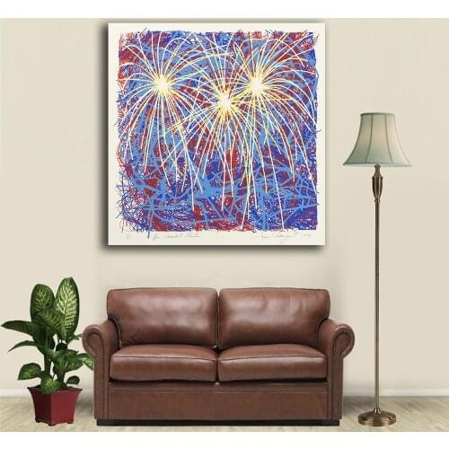 Printing Oil Painting Fireworks for President Clinton by David Hockney Wall painting Home Decor Art Picture For Living Room