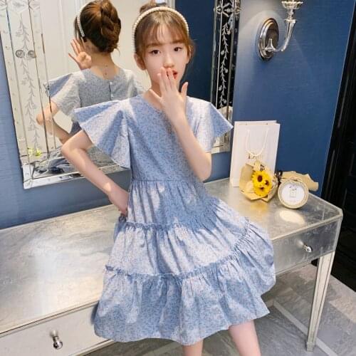 2021 Summer Short Sleeve Childrens Dress Casual Loose Toddler Girls Clothes Cartoon Printing Kids Dresses For Girls Spring