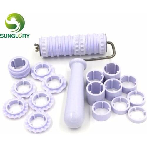 Fondant Strip Ribbon Cutter Sugarcraft Cake Decorating Tools Plastic Cake Rolling Pin Embosser Roller Set Baking Tools For Cakes