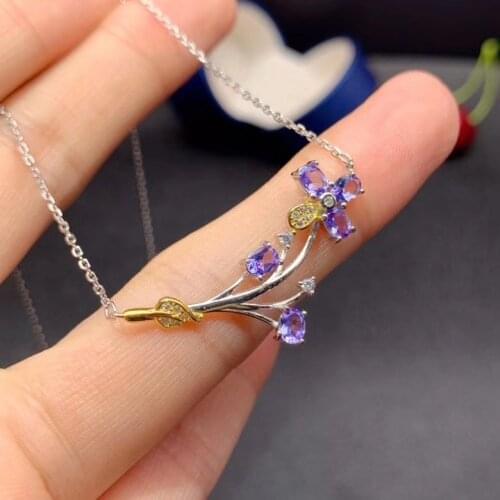 Natural tanzanite necklace, blue gemstone, sterling silver, heart-shaped style, super beautiful