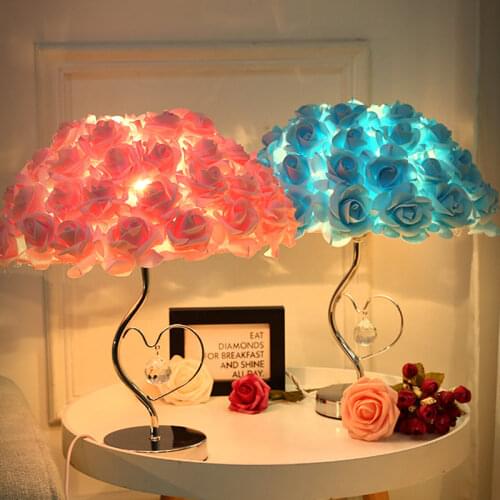Modern wedding decoration table lamp Valentines Day Gift marriage bedroom bedside desk lamp creative Roses flower light WF1024
