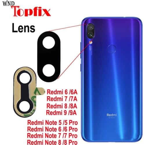 For Xiaomi Redmi 6 6A 7 7A 8 8A 9 9A Camera Glass Rear Back Camera Glass Lens With Glue Redmi Note 6 Pro 7 Pro 8 Pro Camera Lens