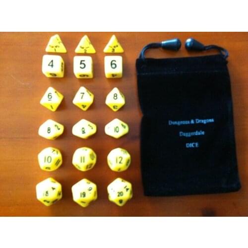 TRPG dice [yellow 18 grain of package + beautiful D&D special bag] run mass entertainment games