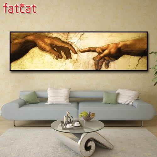 FATCAT Creation of Adam! Hand of god! Classical Religion large 5D Diy Daimond Painting Full Rhinestone Embroidery Sale AE2557