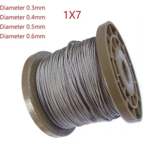 1*7 5 Meter 304 Stainless Steel 0.3mm 0.4mm 0.5mm 0.6mm Diameter Steel Wire Bare Rope Lifting Cable Line Clothesline
