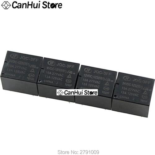 1Pcs HF JQC -3FF- 5VDC / 9VDC / 12VDC / 24VDC -1ZS(551) 5-pin 10A HongFa Relay