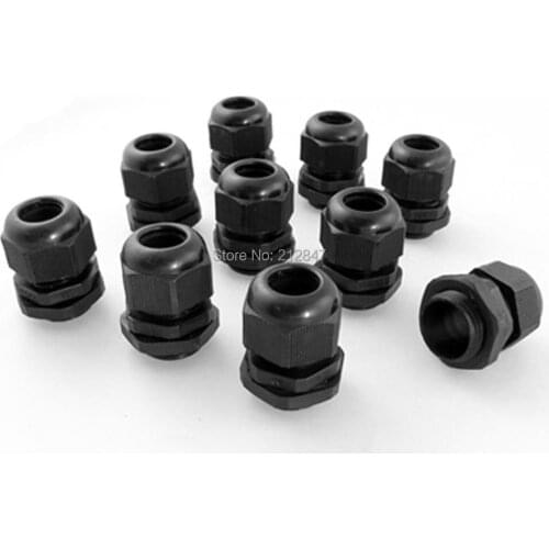 10 Pcs Black Plastic Waterproof Connectors Cable Glands M20 x 1.5