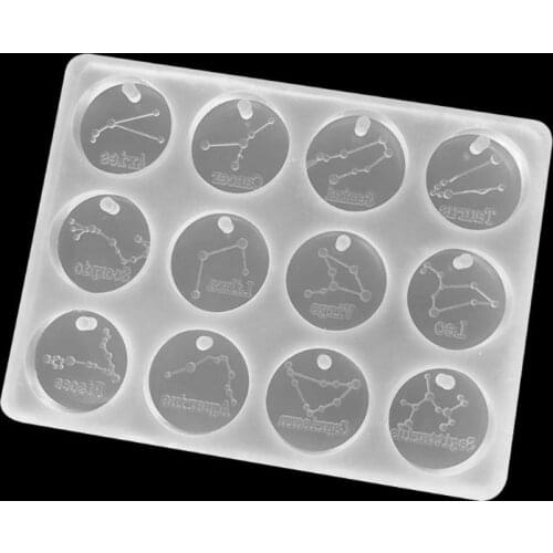 12 Constellations Discs Pendant Epoxy Resin Silicone Mold Jewelry Making Tools