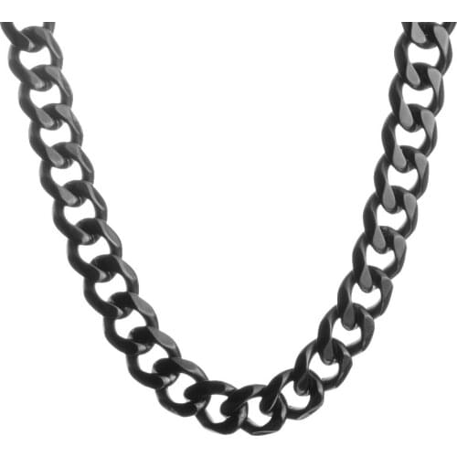 13/15mm 7-40'' Hew Stainless Steel Retro Black Tone Cuban Curb Chain Punk Mens Womens Necklace Or Bracelet Jewelry Friend Gift