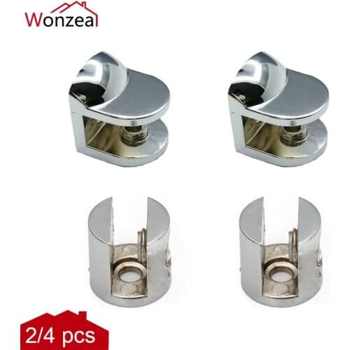 2pcs/lot Half Round with-cap Glass Clamps chrome finished Zinc Alloy Shelves Support Corner Bracket Clips For 8mm glass board