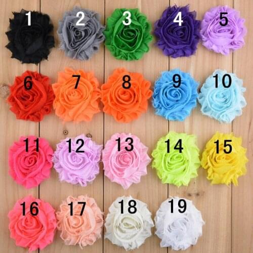 2.5" Assorted Shabby Chiffon Flowers 100 pcs per lot