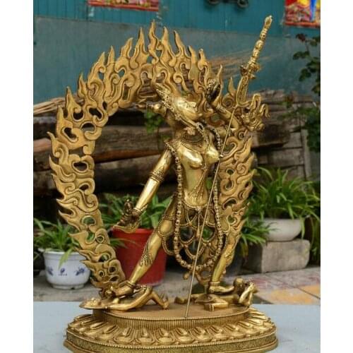 20" Tibetan Tantra Brass Buddhism Vajrayogini Vajravarahi Buddha Sculpture