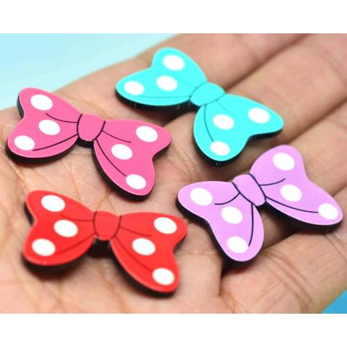 20PCS White Dot Acrylic Bows Planar,DIY Scrapbook Embellishments,Hair Bow Center Accessories