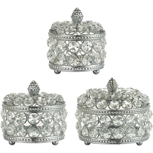 2020 New Silver Jewelry Box Storage Organizer Ring Earring Necklace Crystal Box