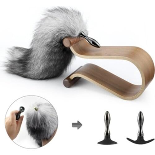 518*78*20mm Silver Fox Tail And Butt Plug And 2 Bases Vaginal Massage Masturbation BDSM Adult Cosplays Flirt Dilation Sex Toys