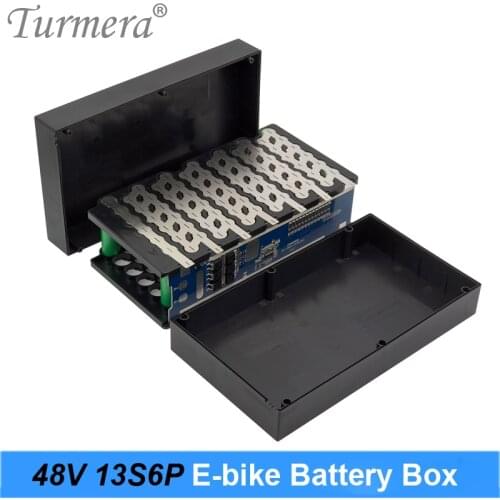 Turmera 48V 15A E-Bike Battery Stoarge Box 20A Balance BMS with Holder and Weld Nickel For 13S6P 18650 Electric Bike Battery Use