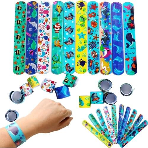 Ocean Party Cartoon Animals Slap Bracelets Shark Dolphin Under The Sea Party Sea Creatures Mermaid Kids Birthday Party Gifts