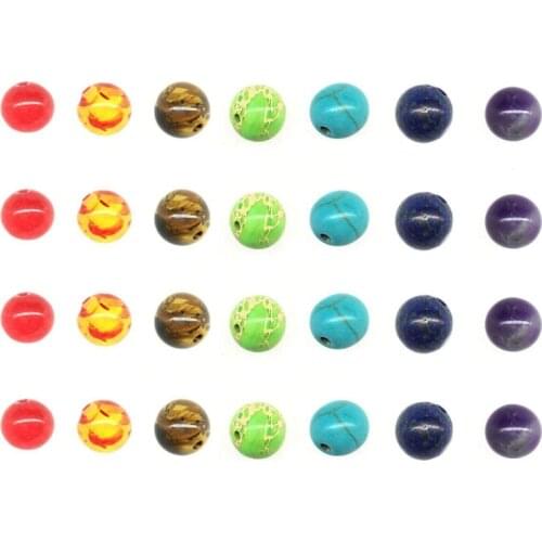 7 Chakra 8mm Natural Stone Beads Round Tiger Eye Bracelet Charms Loose Spacer Beads For DIY Handmade Jewelry Making Materials