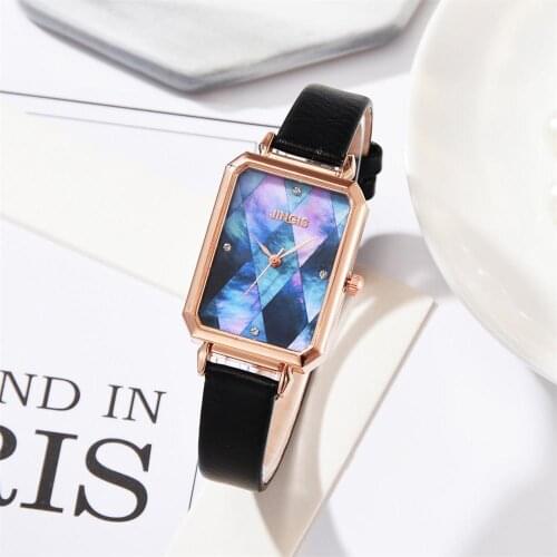 New Fashion Luxury Small Rectangle Women Watches Simple Qualities Ladies Quartz Wristwatches Green Watch Woman Leather Clock