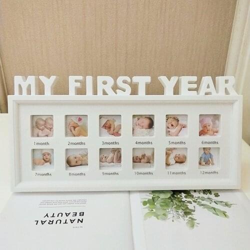 Baby Photo Frame Baby Souvenirs DIY 0-12 Month Baby "MY FIRST YEAR" Photo Frame for Baby Birthday Commemorate Home Decorations