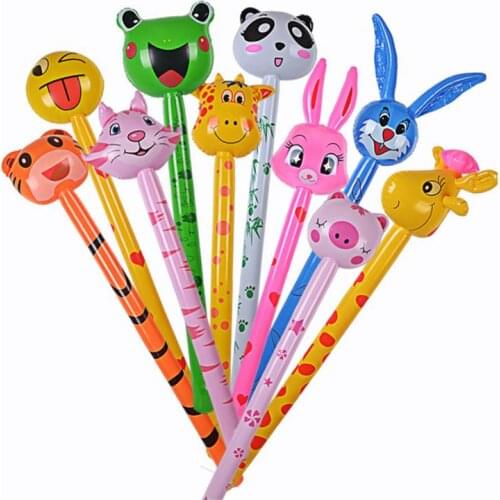 Children Inflatable Animal Stick Toy Fun PVC Cartoon Jungle Animal Home Party Decoration Balloon With Sound